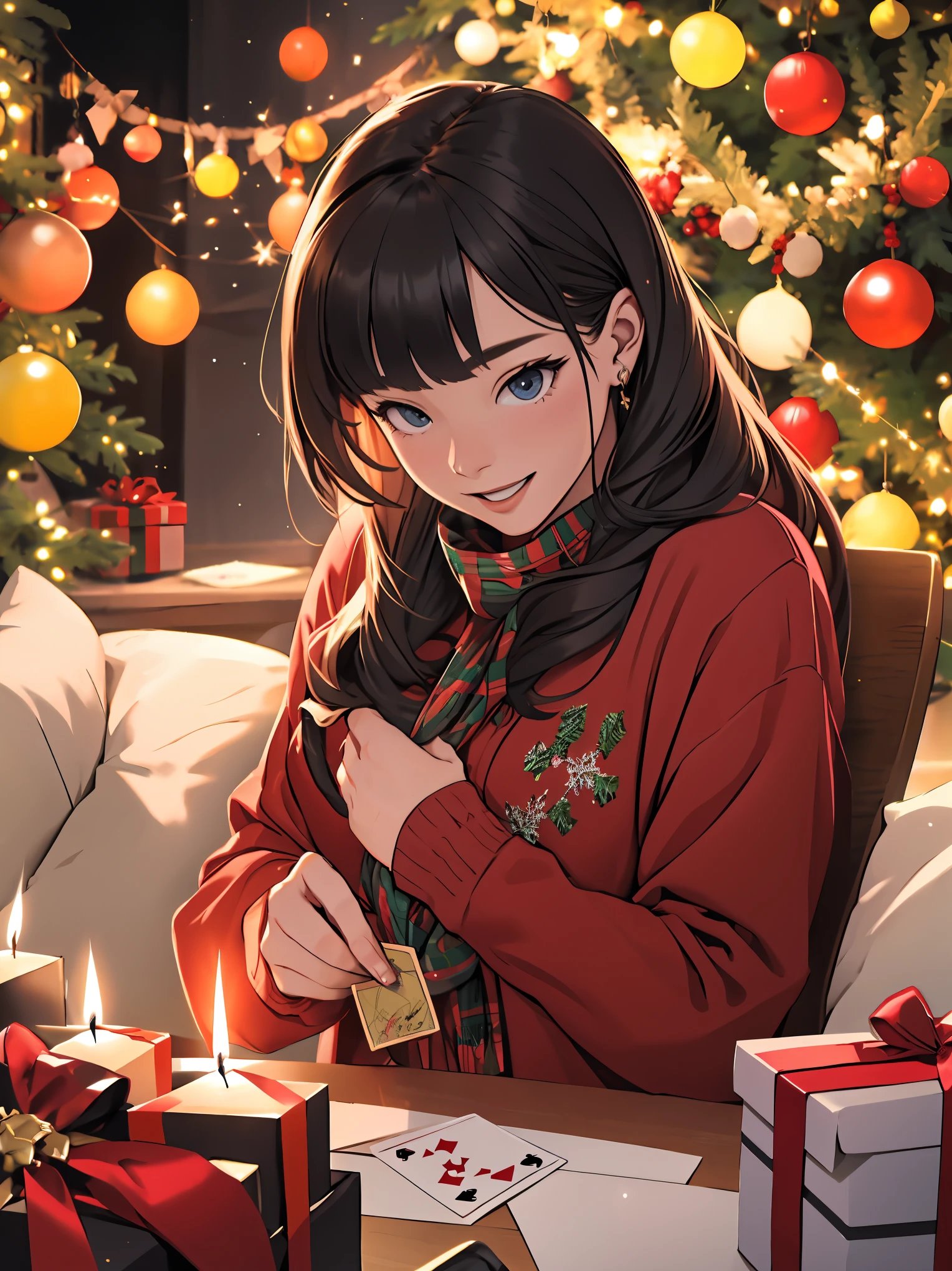 (best quality,4k,8k,highres,masterpiece:1.2),ultra-detailed,realistic,gifts,table,Christmas tree,decorations,wrapping ,bows,ribbon,presents,holiday spirit,vibrant colors,warm lighting,cozy atmosphere,toys,cards,candles,snowflakes,joyful,celebration,exquisite details,exciting surprises,shiny ornaments,sparkling tinsel,beautifully wrapped,excited children,anticipation,festive mood,magical ambiance,delightful moment,wonderful memories,family gathering,cheerful faces,Christmas magic,extravagant,abundance of presents,HDR,UHD,studio lighting,ultra-fine painting,sharp focus,physically-based rendering,professional,vivid colors,bokeh.