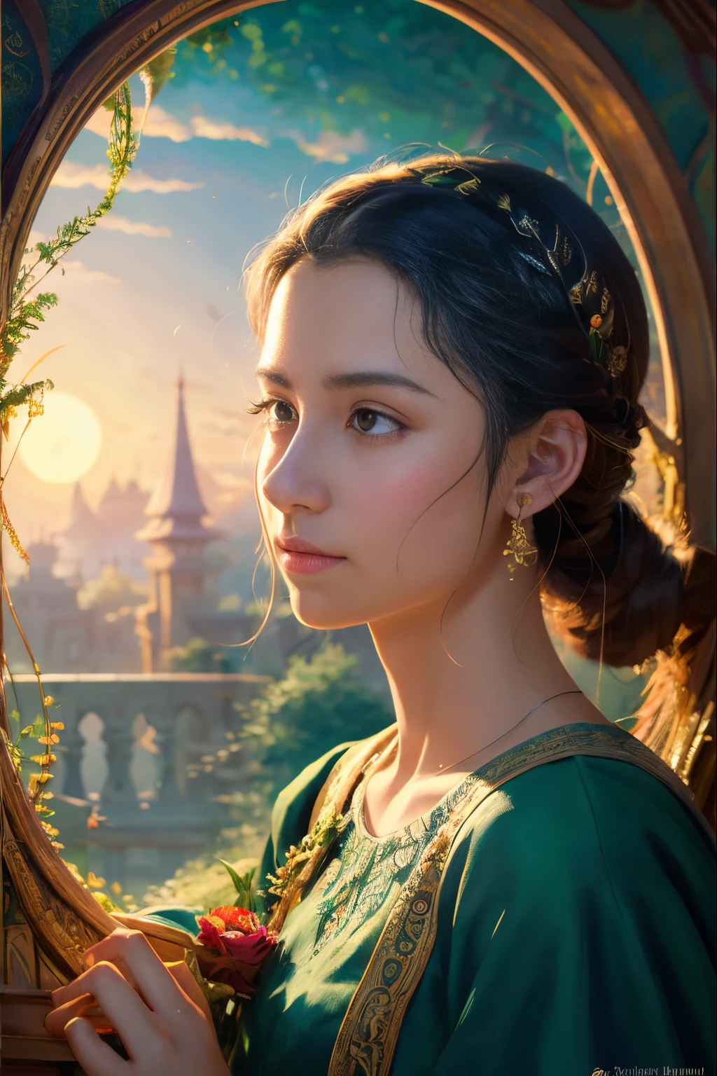 A breathtakingly detailed depiction of the world through the eyes of Surendra Rajawat and Valentin Perouelle, this image is a masterpiece that seamlessly blends the styles of Ghibli Studio and Disney. With intricate attention to detail, the artists bring to life the vibrant and enchanting world before us. Through their artistry, we witness a harmonious fusion of colors, textures, and elements, forming a visually stunning painting that transports us to a realm of imagination. Every stroke and brushwork showcases the immense talent and skill of the artists, resulting in an image that is truly extraordinary.