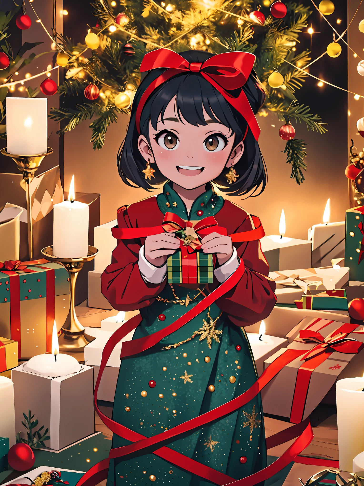 (best quality,4k,8k,highres,masterpiece:1.2),ultra-detailed,realistic,gifts,table,Christmas tree,decorations,wrapping ,bows,ribbon,presents,holiday spirit,vibrant colors,warm lighting,cozy atmosphere,toys,cards,candles,snowflakes,joyful,celebration,exquisite details,exciting surprises,shiny ornaments,sparkling tinsel,beautifully wrapped,excited children,anticipation,festive mood,magical ambiance,delightful moment,wonderful memories,family gathering,cheerful faces,Christmas magic,extravagant,abundance of presents,HDR,UHD,studio lighting,ultra-fine painting,sharp focus,physically-based rendering,professional,vivid colors,bokeh.
