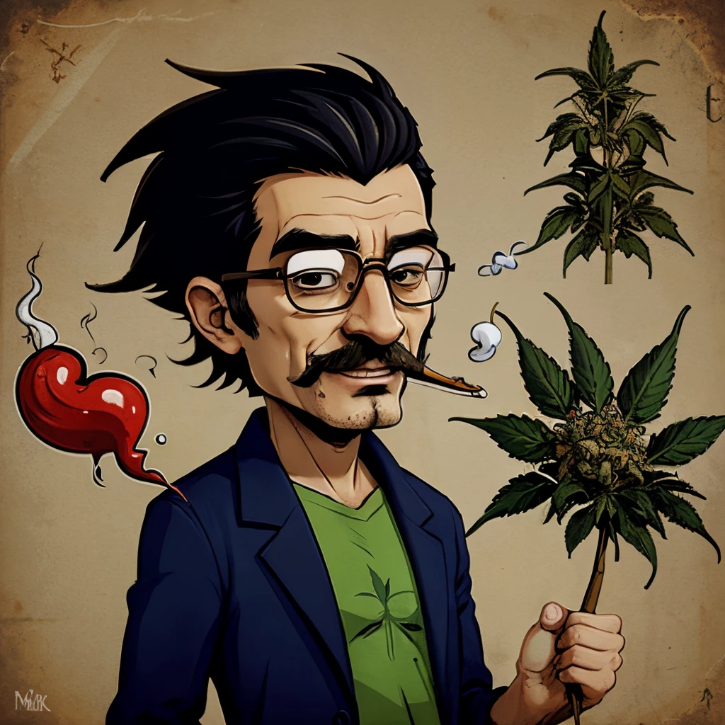 Crazy Professor, cartoon, weed, smoke, cannabis, marihuana, art