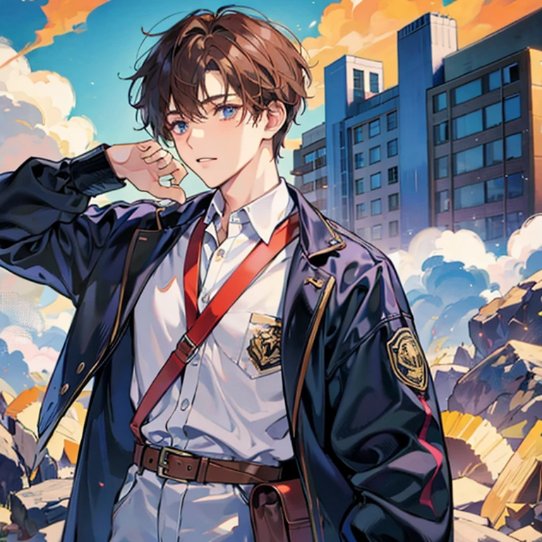brown-haired high school boy。