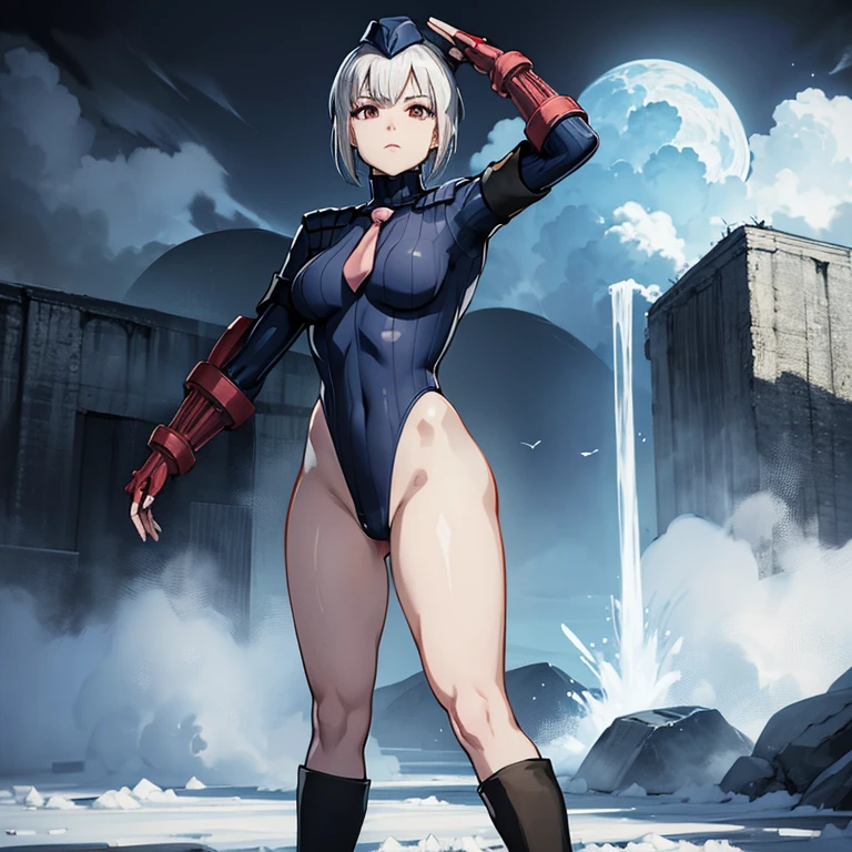 ultra-detailed, Explicit, Beautiful body, Beautiful Nose, Beautiful character design, perfect eyes, perfect face, ultra highres, 4K, beautiful legs, perfect legs, Nice hands, Perfect hand, Masterpiece, Best Quality, Highly detailed, illustration, absurdres, street fighter, doll suit, shadaloo doll, dollsuit, girls, multiple girls, expressionless, blank eyes, looking at viewer, red gloves, emotionless, black latex, corrution, mind control, female combatant, full body, hypnotized, unhappy trance, full body suit, ribbed bodysuit, both arms at side, stand up straight, obey, perfect female body, extremely glossy latex, hypnosis, hypnoLora, empty eyes, Mind control device, poses, brainwashed, submissive_pose, Slave, hat, necktie, stand up straight, standing, standing at attention, belt, extending the right arm from the shoulder into the air with a straightened hand, nazi saluting, military, military saluting, salute, right hand saluting, left hand at side, latex, ribbed bodysuit, wide hip, thicc, a curvy body, garter belt, black thighhighs, frilled sleeves, stakes of purgatory, Umineko, asmodeus \(umineko\), blodne