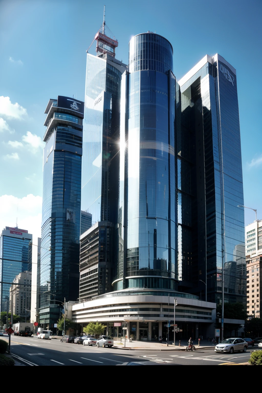 Cyberpunk model of a technology company building with a sense of technology