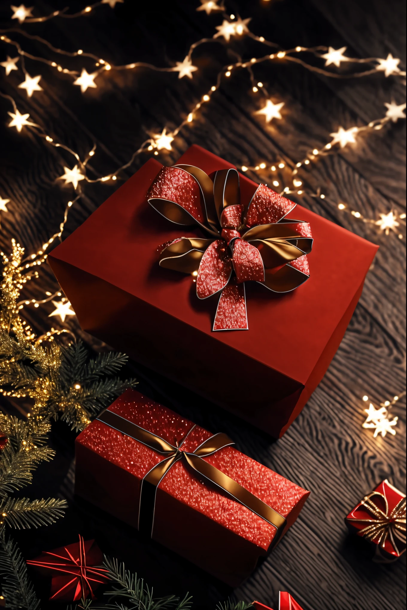 (best quality,4k,8k,highres,masterpiece:1.2),ultra-detailed,realistic,gifts,table,Christmas tree,decorations,wrapping ,bows,ribbon,presents,holiday spirit,vibrant colors,warm lighting,cozy atmosphere,toys,cards,candles,snowflakes,joyful,celebration,exquisite details,exciting surprises,shiny ornaments,sparkling tinsel,beautifully wrapped,excited children,anticipation,festive mood,magical ambiance,delightful moment,wonderful memories,family gathering,cheerful faces,Christmas magic,extravagant,abundance of presents,HDR,UHD,studio lighting,ultra-fine painting,sharp focus,physically-based rendering,professional,vivid colors,bokeh.