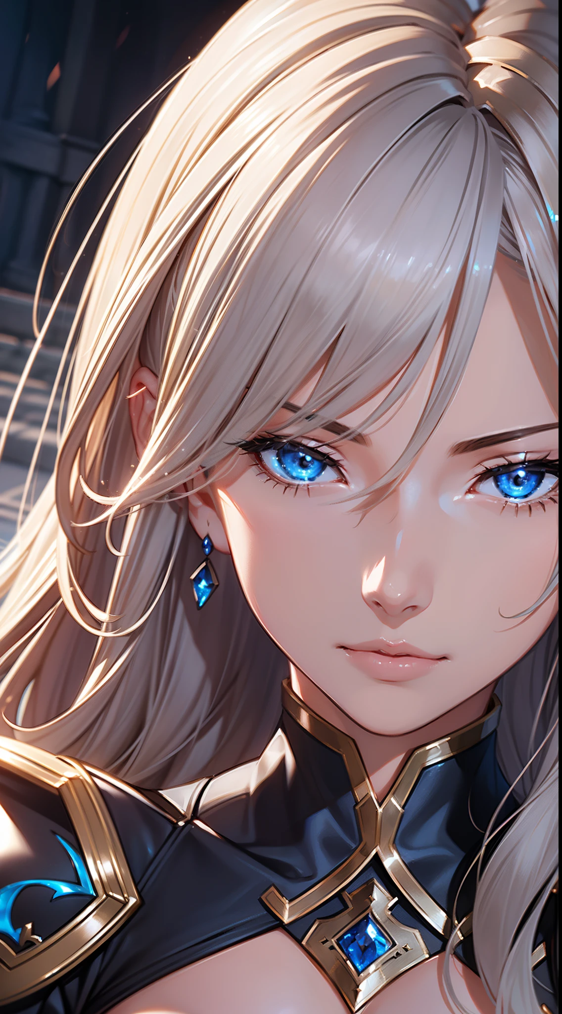 (Katalina from granblue fantasy), elegant, female, silver armor, elegant face, high resolution, extremely detail 8k cg, close-up face