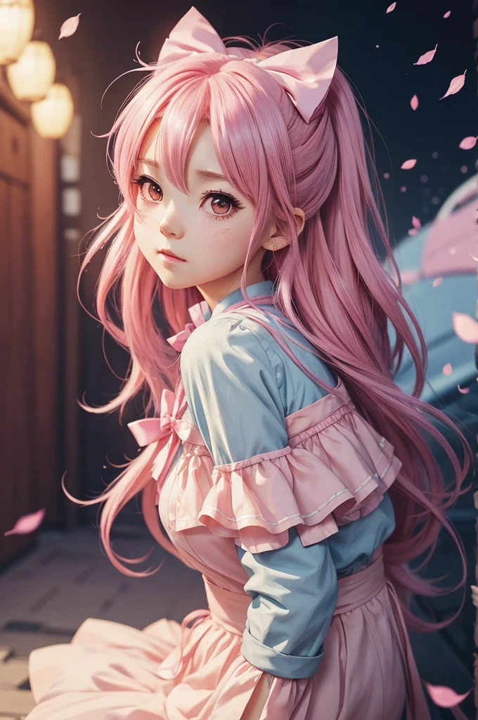 anime girl with pink hair and a bow in her hair, kawaii realistic portrait, guweiz, portrait of magical girl, cute character, cute art style, anime moe artstyle, character art of maple story, cute portrait, cute anime girl portrait, portrait of a small character, artwork in the style of guweiz, splash art anime loli
