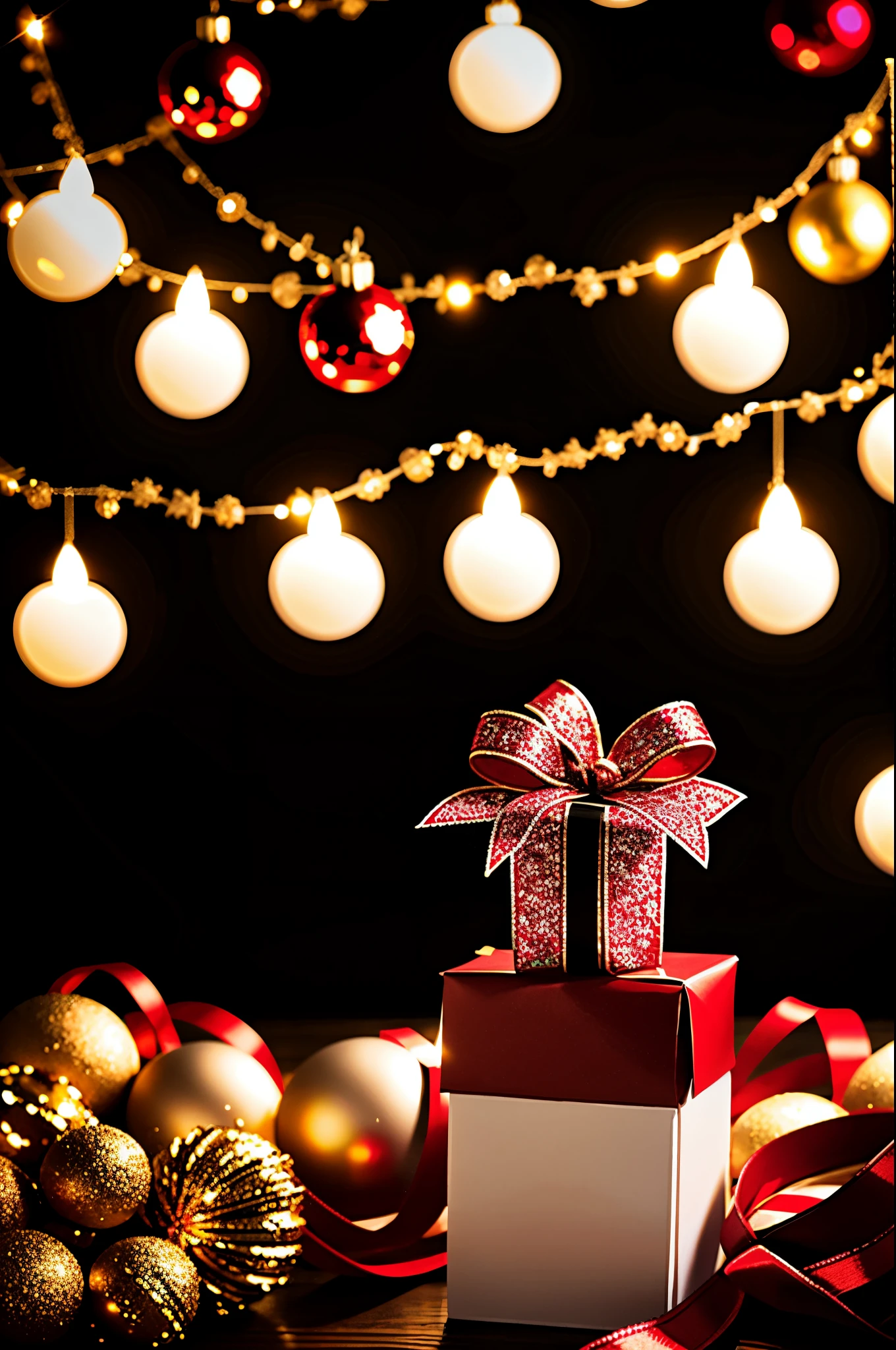 (best quality,4k,8k,highres,masterpiece:1.2),ultra-detailed,realistic,gifts,table,Christmas tree,decorations,wrapping ,bows,ribbon,presents,holiday spirit,vibrant colors,warm lighting,cozy atmosphere,toys,cards,candles,snowflakes,joyful,celebration,exquisite details,exciting surprises,shiny ornaments,sparkling tinsel,beautifully wrapped,excited children,anticipation,festive mood,magical ambiance,delightful moment,wonderful memories,family gathering,cheerful faces,Christmas magic,extravagant,abundance of presents,HDR,UHD,studio lighting,ultra-fine painting,sharp focus,physically-based rendering,professional,vivid colors,bokeh.