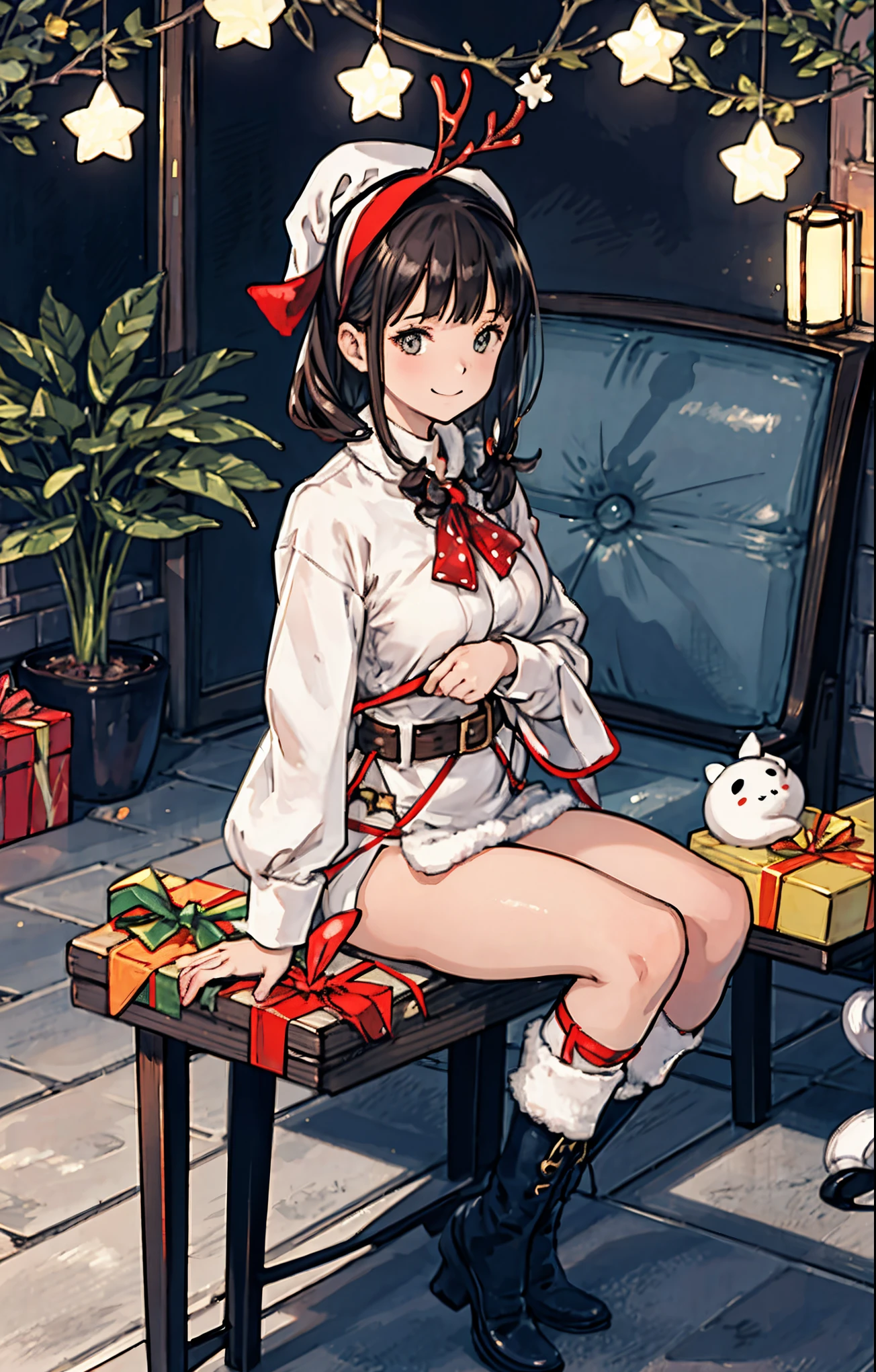 (best quality,4k,8k,highres,masterpiece:1.2),ultra-detailed,realistic,gifts,table,Christmas tree,decorations,wrapping ,bows,ribbon,presents,holiday spirit,vibrant colors,warm lighting,cozy atmosphere,toys,cards,candles,snowflakes,joyful,celebration,exquisite details,exciting surprises,shiny ornaments,sparkling tinsel,beautifully wrapped,excited children,anticipation,festive mood,magical ambiance,delightful moment,wonderful memories,family gathering,cheerful faces,Christmas magic,extravagant,abundance of presents,HDR,UHD,studio lighting,ultra-fine painting,sharp focus,physically-based rendering,professional,vivid colors,bokeh.