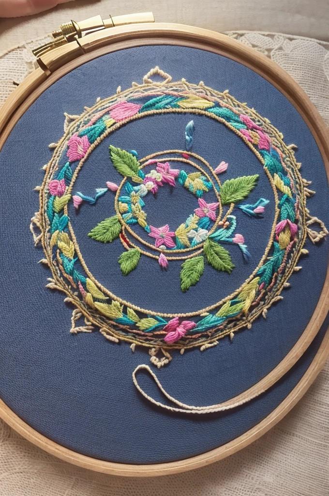 A girl embroidering a delicate pattern on a fabric, beautiful detailed stitches, intricate needlework, vibrant colored thread, intricate floral design, traditional embroidery techniques, meticulous attention to detail, embroidery hoop, hand embroidery, soft cotton fabric, vintage embroidery style, exquisite artistry, fine and delicate needlework, precise and precise stitches, artistic craftsmanship, creative expression through embroidery, intricate embroidery motifs, needle and thread, skilled embroidery artist, embroidery as a form of self-expression, artisanal embroidery tradition, cultural heritage, timeless beauty, intricate threadwork, intricate patterns, embroidery as a meditative practice, handcrafted embroidery, precision and patience in embroidery, artistic intricacy, intricate textures, embroidered flowers and leaves, delicate embellishments. (best quality, highres)