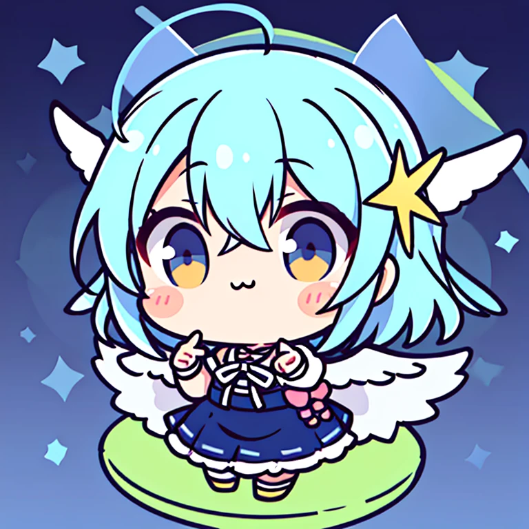 Illustration of an angel deformed into a chibi character with cute gestures and looking at the camera..、high-level image quality、Nendoroid Style
