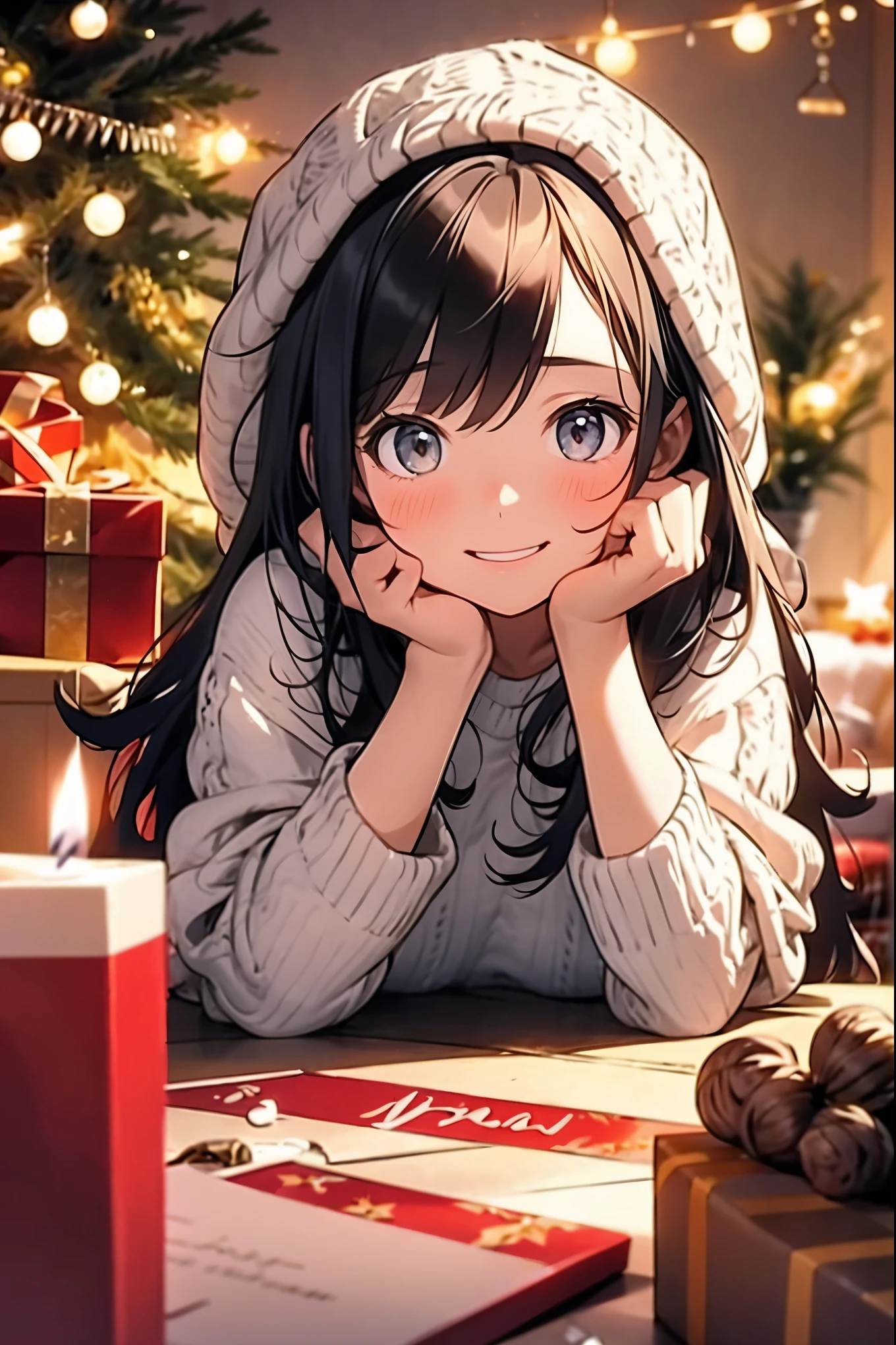 (best quality,4k,8k,highres,masterpiece:1.2),ultra-detailed,realistic,gifts,table,Christmas tree,decorations,wrapping ,bows,ribbon,presents,holiday spirit,vibrant colors,warm lighting,cozy atmosphere,toys,cards,candles,snowflakes,joyful,celebration,exquisite details,exciting surprises,shiny ornaments,sparkling tinsel,beautifully wrapped,excited children,anticipation,festive mood,magical ambiance,delightful moment,wonderful memories,family gathering,cheerful faces,Christmas magic,extravagant,abundance of presents,HDR,UHD,studio lighting,ultra-fine painting,sharp focus,physically-based rendering,professional,vivid colors,bokeh.