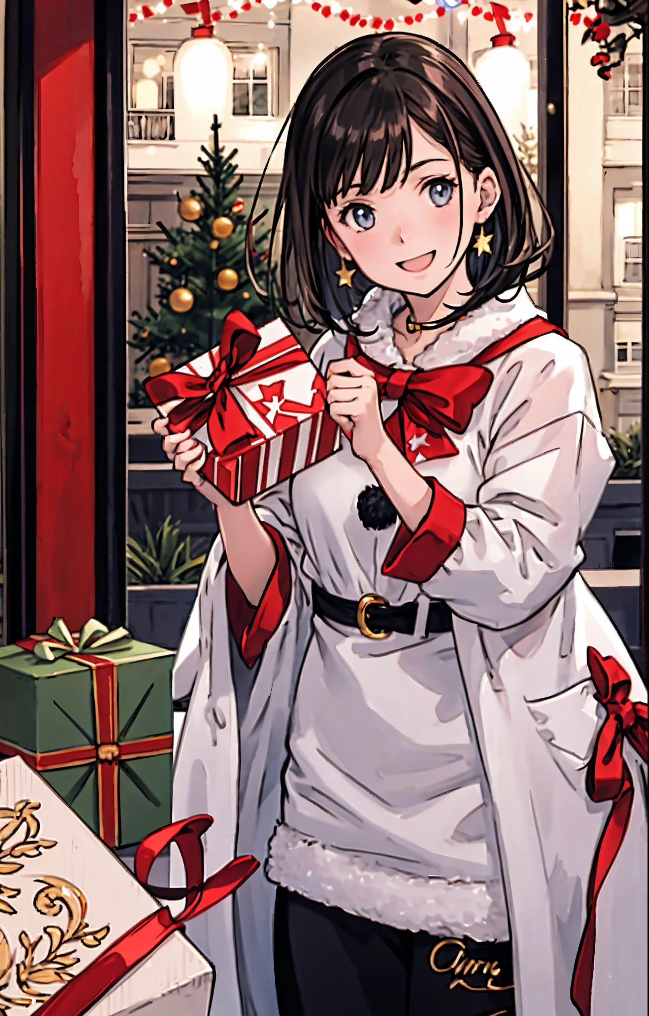 (best quality,4k,8k,highres,masterpiece:1.2),ultra-detailed,realistic,gifts,table,Christmas tree,decorations,wrapping ,bows,ribbon,presents,holiday spirit,vibrant colors,warm lighting,cozy atmosphere,toys,cards,candles,snowflakes,joyful,celebration,exquisite details,exciting surprises,shiny ornaments,sparkling tinsel,beautifully wrapped,excited children,anticipation,festive mood,magical ambiance,delightful moment,wonderful memories,family gathering,cheerful faces,Christmas magic,extravagant,abundance of presents,HDR,UHD,studio lighting,ultra-fine painting,sharp focus,physically-based rendering,professional,vivid colors,bokeh.