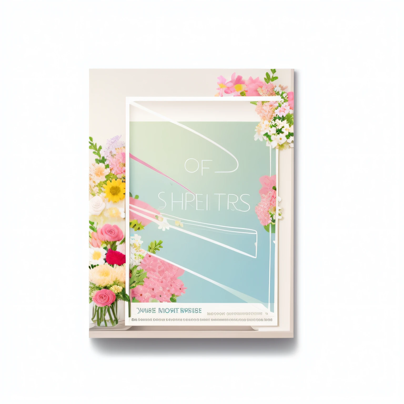 There is a poster,There is a bouquet of flowers on it, Flowers,
