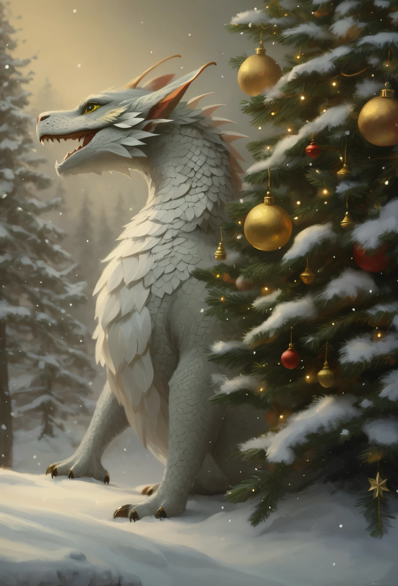 Picture of a little dragon wearing a Santa suit and hat., childrens art in artstation, inspired by Michael Malm, portrait of an elf, adorable digital painting, portrait of a gnome called eldon, Classic portrait, portrait of an elf, Santa, based on Rudolf F.. Ingerle, close portrait, based on Ivan Kramskoy