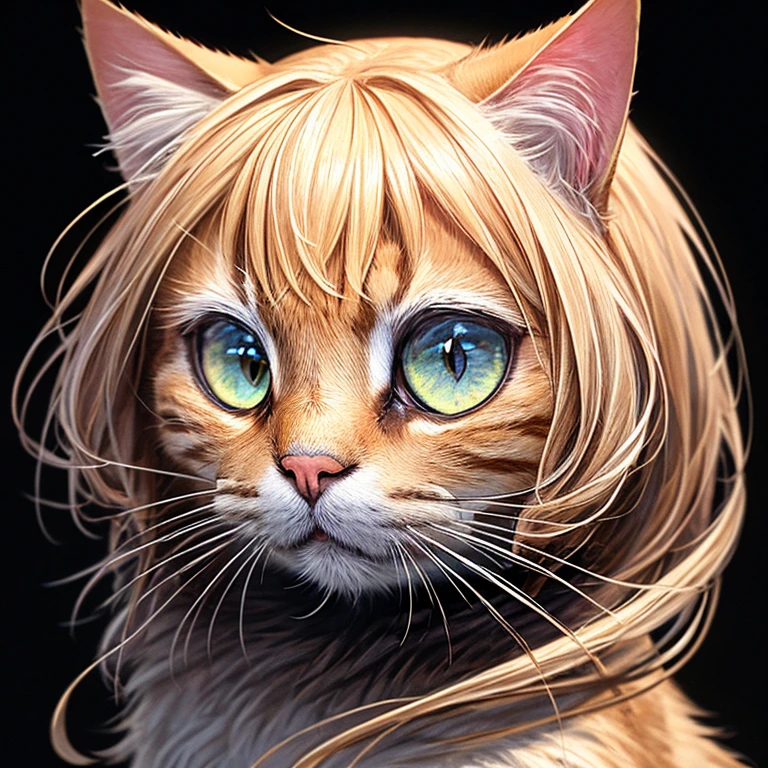 /imagine prompt: Cat illustration for sticker on black background, Estilo Disney, Denteado, Lixo, Sombreamento Claro - V 5.2