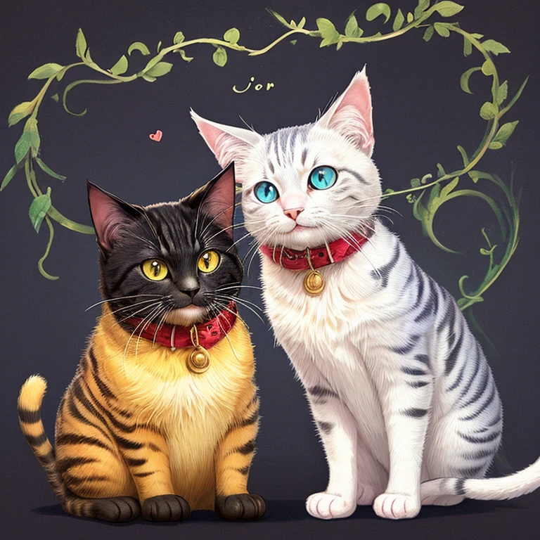 /imagine prompt: Cat illustration for sticker on black background, Estilo Disney, Denteado, Lixo, Sombreamento Claro - V 5.2