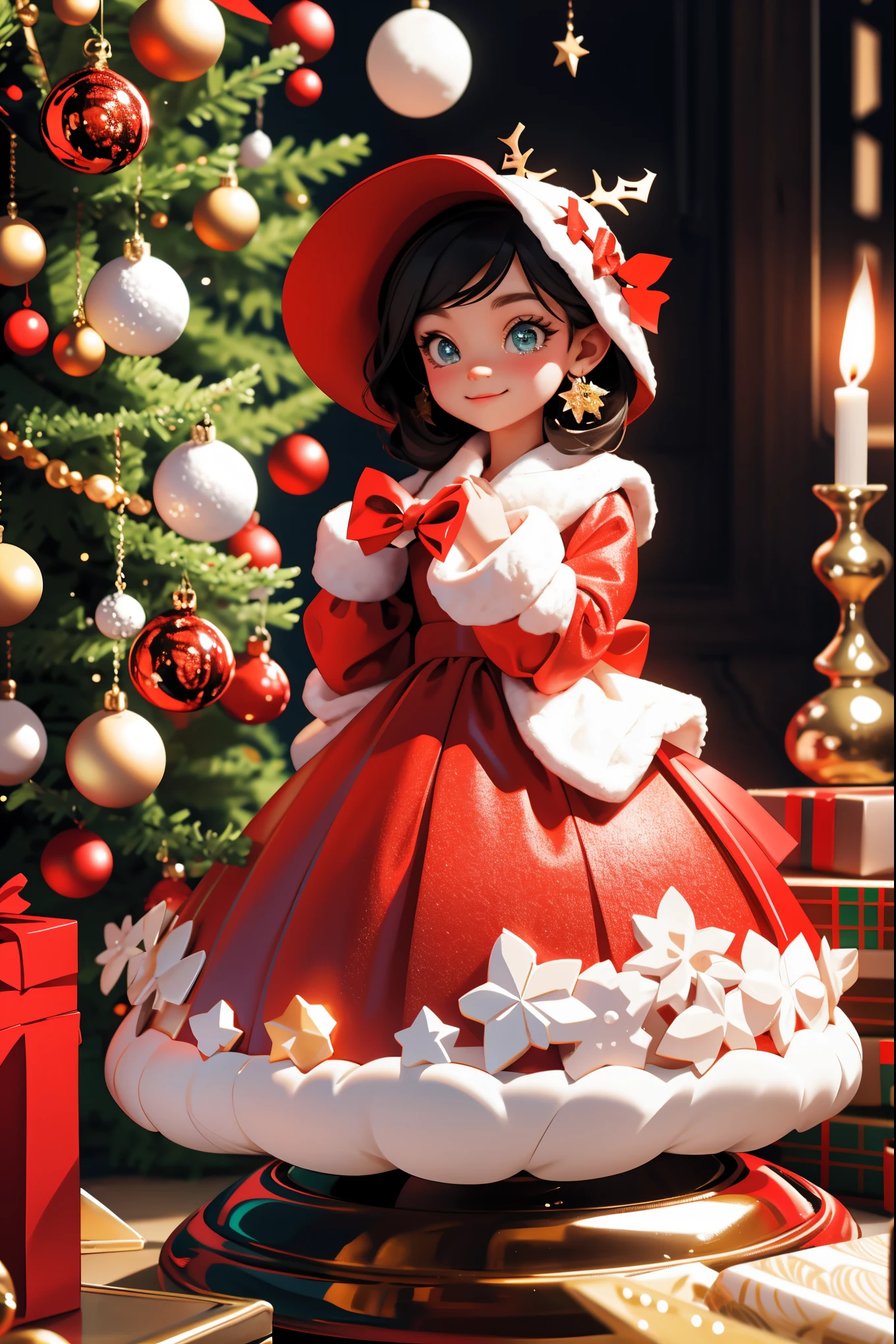 (best quality,4k,8k,highres,masterpiece:1.2),ultra-detailed,realistic,gifts,table,Christmas tree,decorations,wrapping ,bows,ribbon,presents,holiday spirit,vibrant colors,warm lighting,cozy atmosphere,toys,cards,candles,snowflakes,joyful,celebration,exquisite details,exciting surprises,shiny ornaments,sparkling tinsel,beautifully wrapped,excited children,anticipation,festive mood,magical ambiance,delightful moment,wonderful memories,family gathering,cheerful faces,Christmas magic,extravagant,abundance of presents,HDR,UHD,studio lighting,ultra-fine painting,sharp focus,physically-based rendering,professional,vivid colors,bokeh.