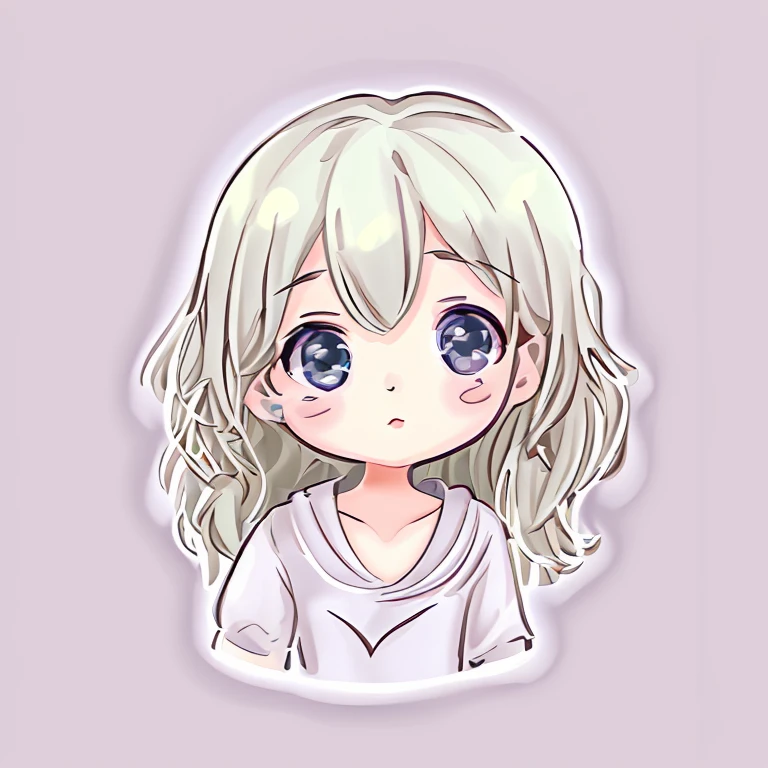 (sticker), 1 cute girl, Clear lines, clean background, White background