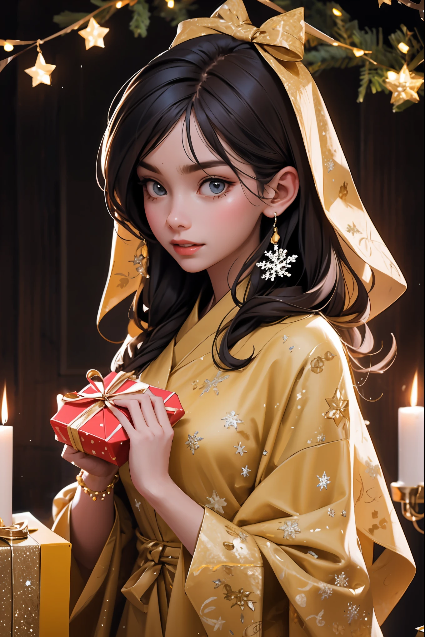 (best quality,4k,8k,highres,masterpiece:1.2),ultra-detailed,realistic,gifts,table,Christmas tree,decorations,wrapping ,bows,ribbon,presents,holiday spirit,vibrant colors,warm lighting,cozy atmosphere,toys,cards,candles,snowflakes,joyful,celebration,exquisite details,exciting surprises,shiny ornaments,sparkling tinsel,beautifully wrapped,excited children,anticipation,festive mood,magical ambiance,delightful moment,wonderful memories,family gathering,cheerful faces,Christmas magic,extravagant,abundance of presents,HDR,UHD,studio lighting,ultra-fine painting,sharp focus,physically-based rendering,professional,vivid colors,bokeh.