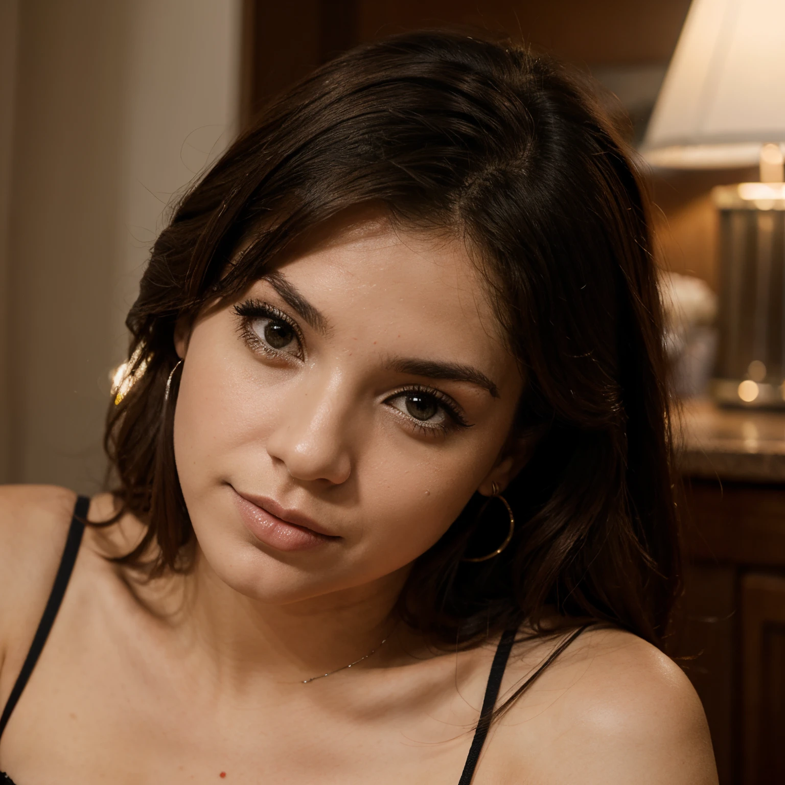 Crie uma foto dessa mulher se olhando em um espelho