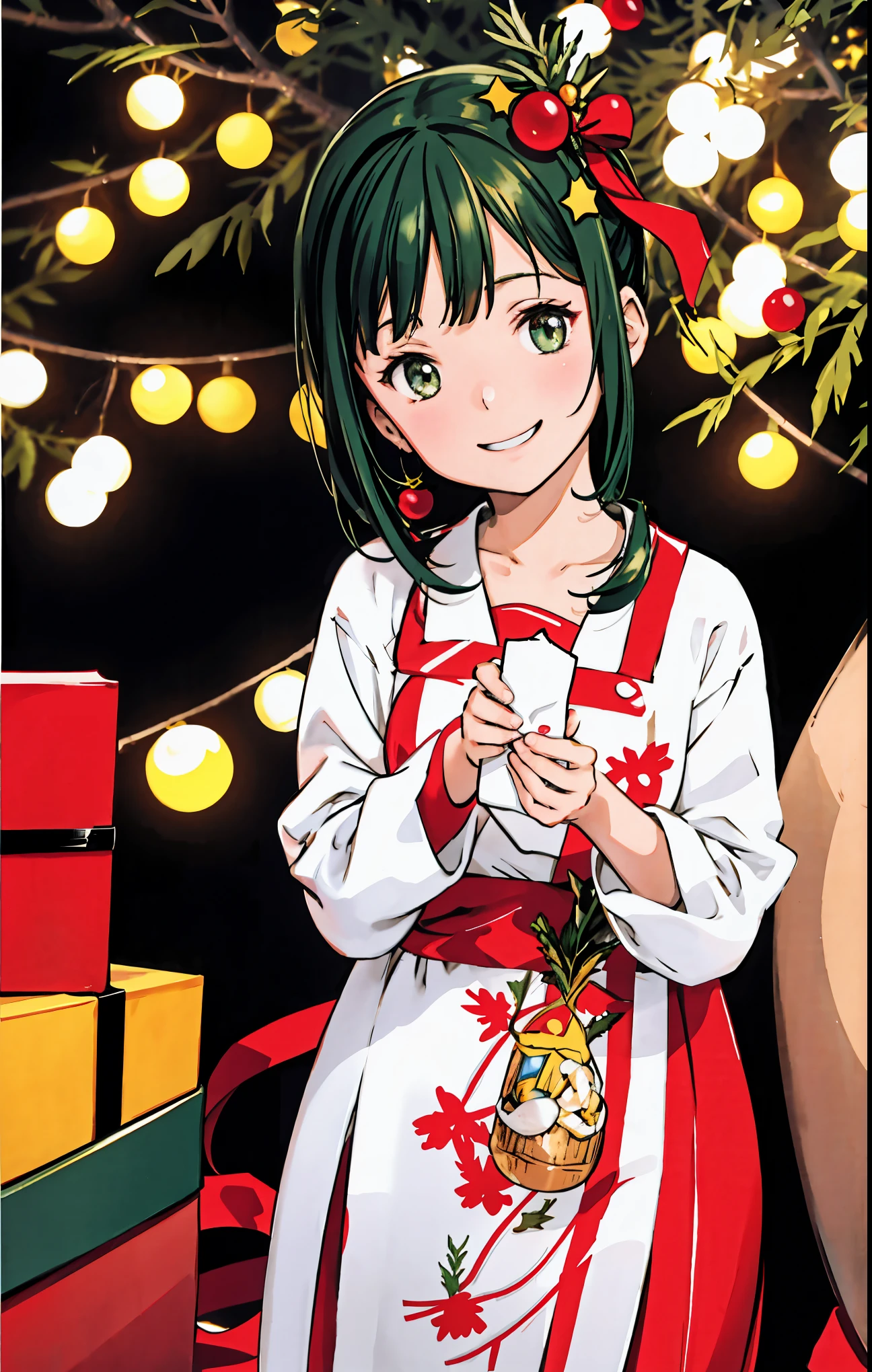 (best quality,4k,8k,highres,masterpiece:1.2),ultra-detailed,realistic,gifts,table,Christmas tree,decorations,wrapping ,bows,ribbon,presents,holiday spirit,vibrant colors,warm lighting,cozy atmosphere,toys,cards,candles,snowflakes,joyful,celebration,exquisite details,exciting surprises,shiny ornaments,sparkling tinsel,beautifully wrapped,excited children,anticipation,festive mood,magical ambiance,delightful moment,wonderful memories,family gathering,cheerful faces,Christmas magic,extravagant,abundance of presents,HDR,UHD,studio lighting,ultra-fine painting,sharp focus,physically-based rendering,professional,vivid colors,bokeh.