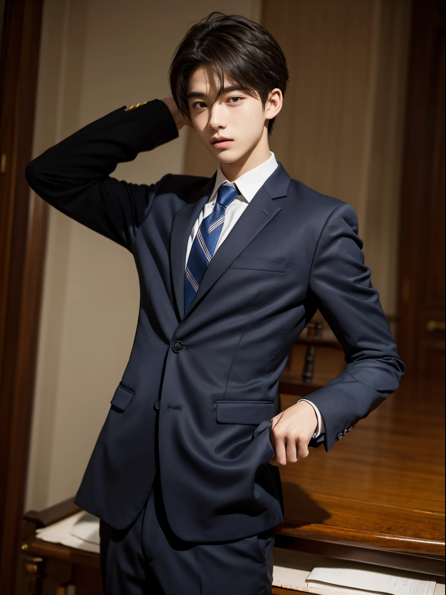 boy, 17 y.o, handsome, suit, tie