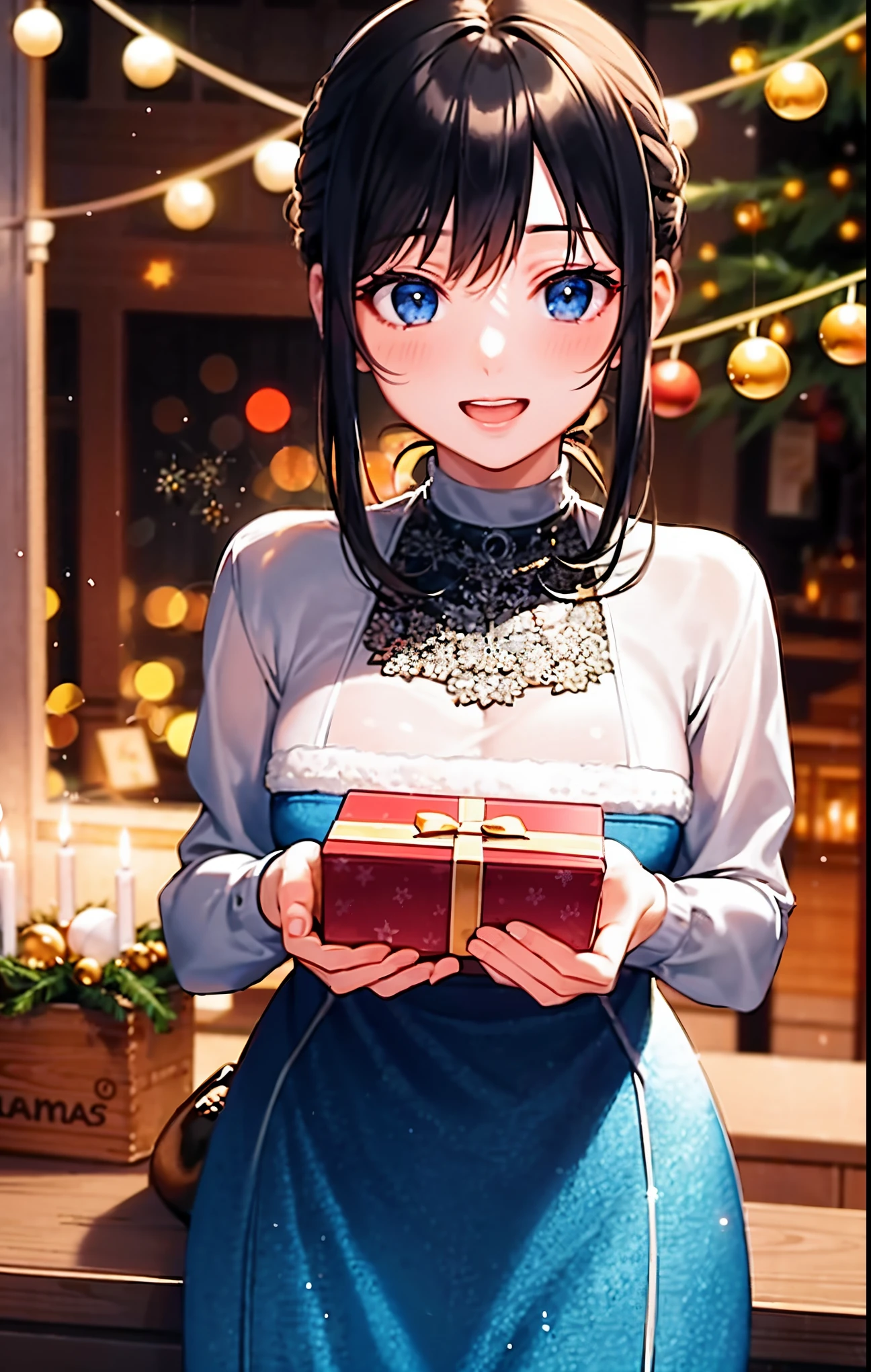(best quality,4k,8k,highres,masterpiece:1.2),ultra-detailed,realistic,gifts,table,Christmas tree,decorations,wrapping ,bows,ribbon,presents,holiday spirit,vibrant colors,warm lighting,cozy atmosphere,toys,cards,candles,snowflakes,joyful,celebration,exquisite details,exciting surprises,shiny ornaments,sparkling tinsel,beautifully wrapped,excited children,anticipation,festive mood,magical ambiance,delightful moment,wonderful memories,family gathering,cheerful faces,Christmas magic,extravagant,abundance of presents,HDR,UHD,studio lighting,ultra-fine painting,sharp focus,physically-based rendering,professional,vivid colors,bokeh.