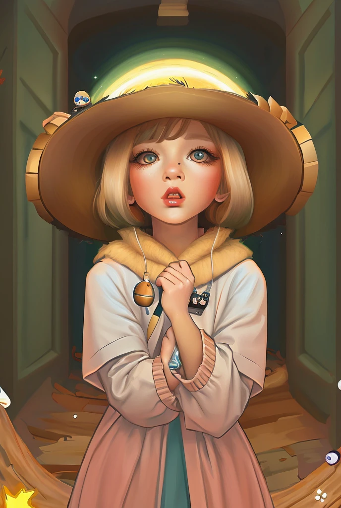 intergalactic, Locket, Planets, Stars, Cute illustration, kawaii art, Cute characters, Cute digital art, Painted in a capricious style, Children''s illustration, cute features, Illustration, Cozy tranquility, cute detailed digital art