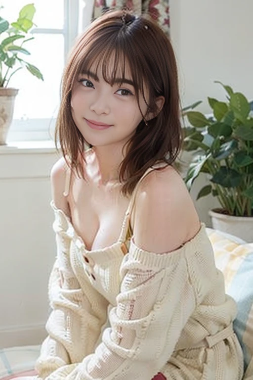 ((fullnude、NSFW、、no-makeup、standing in bedroom))、(realisitic、Photorealsitic、ultra-detailliert、Highest Details Skins、top-quality、​masterpiece、超A high resolution)、Cute Japan Woman、18year old、hi-school girl、younggirl、1 girl in、I have bangs、二重まぶた、drooing eyes、Large black eyes、Japanese style face、ssmile、Charming、purity、Cute smile、double tooth、View here、Realistic skin type、simple background、thighs thighs thighs thighs