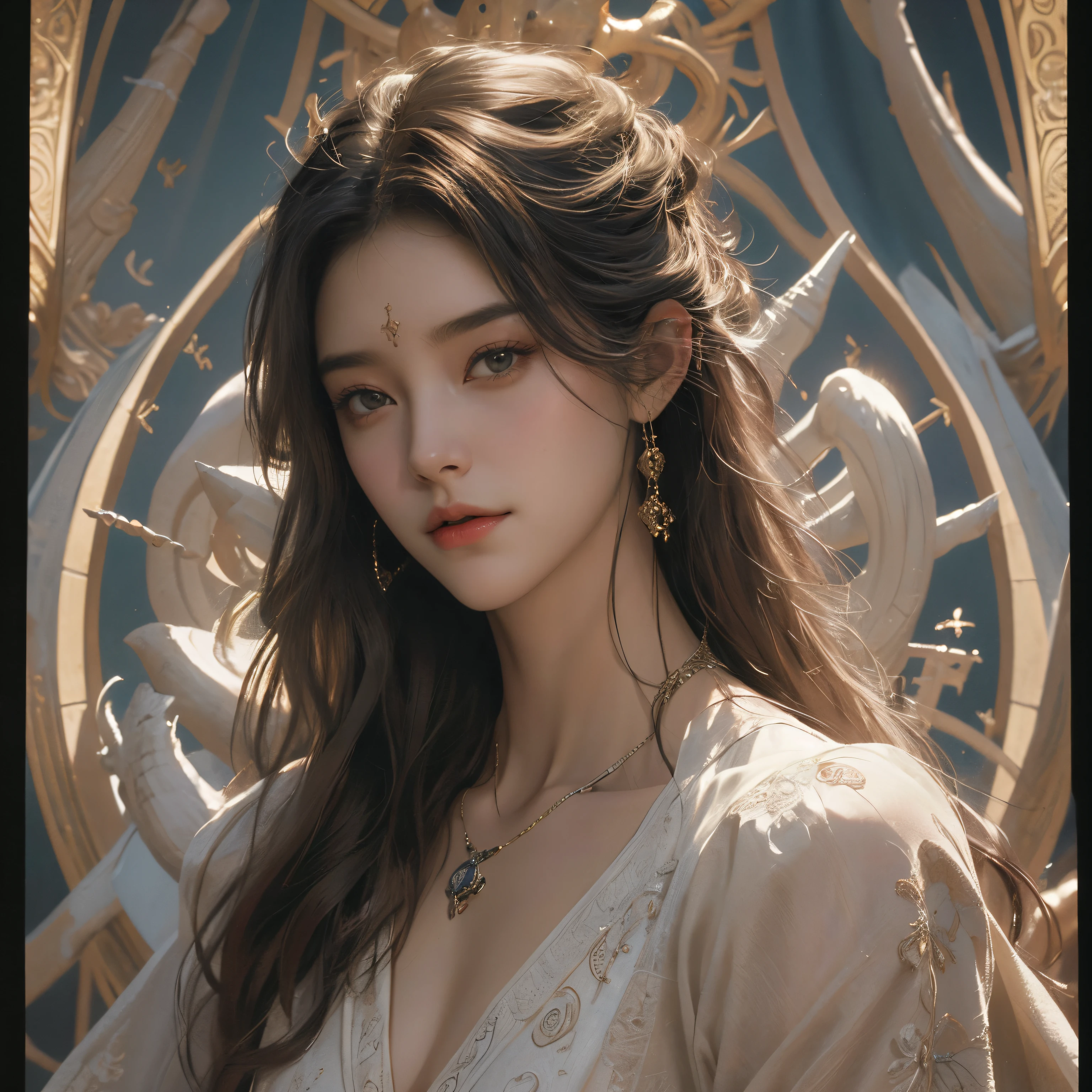 (absurderes, hight resolution, ultra-detailliert), 1 male, , Handsome, tall muscular man, broad shoulders, finely detailed eyes and detailed face, \tarot\, bard, Symbolism, visualart, Universal, Vision casting, Philosophical, Iconography, Numerology, Popularity, artistic, Alfonse Mucha