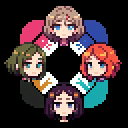 8 personagens femininas peladas, posando e cada uma com um estilo sexual diferente e cabelos com estilos e estilos diferentes, they are very separate from each other.
