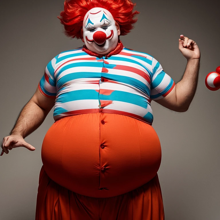 Clown man gets fat Clown man'Clown's clothes are about to rip as his stomach becomes rounder