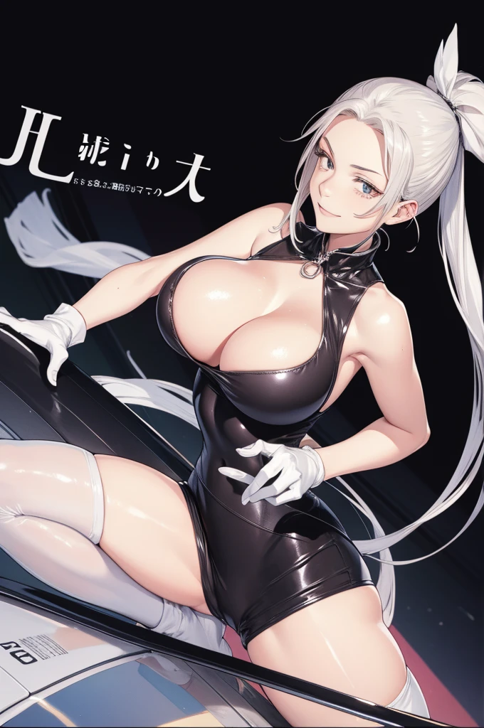 white tank toplack shiny legginglack gloves、sports wear、A MILF, Erotic Married Woman, Uber Eats、Apartment background、carry a large dark bag on one hand, back vies, huge ass, Bewitching smile、Large cleavage、thick thighs
