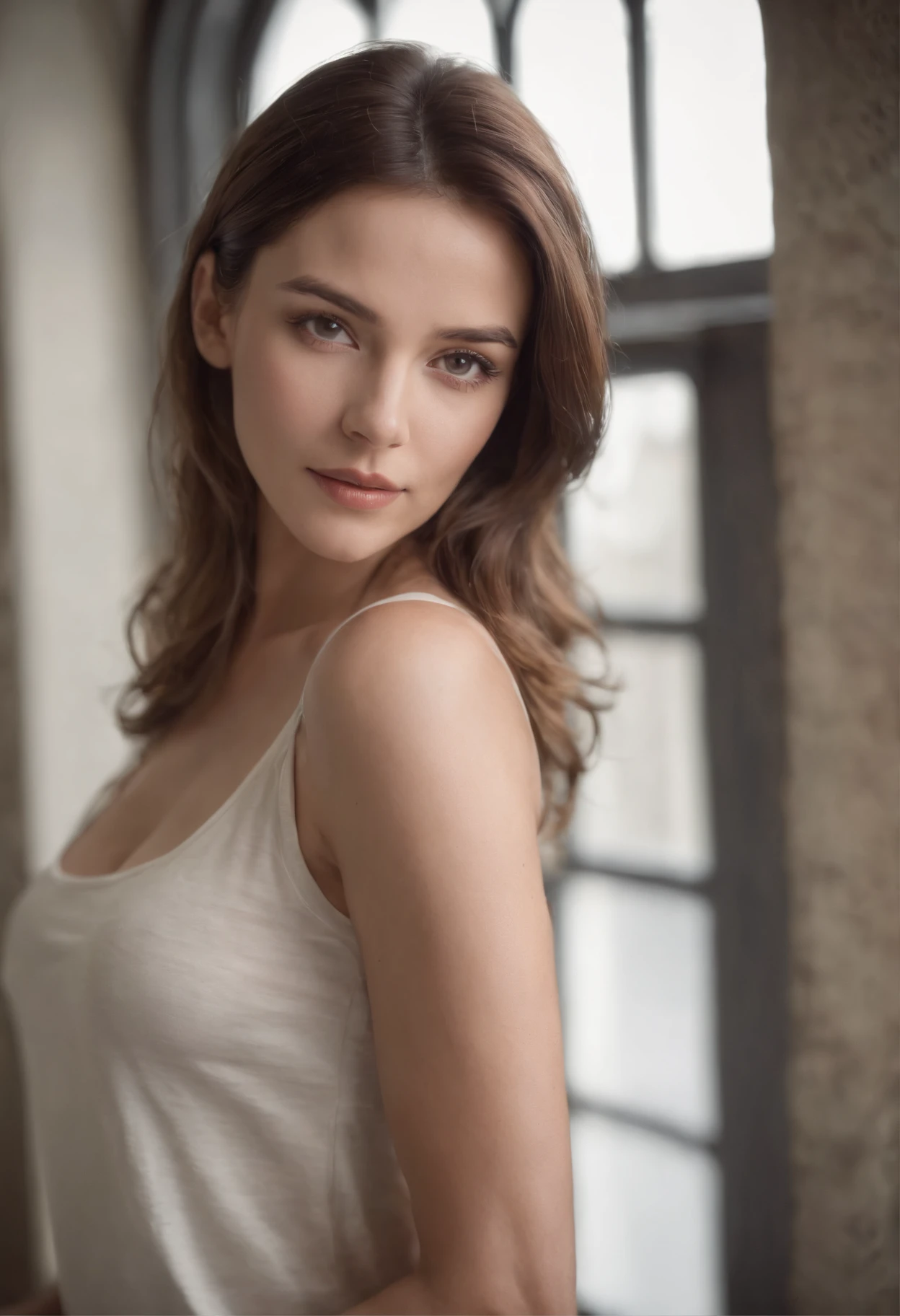 An ultra-realistic depiction of a beautiful woman facing the camera in an office setting, wearing a white dress shirt, exuding professionalism and seriousness as if presenting a product.
The ultra-realistic illustration portrays a woman of stunning beauty, capturing every intricate detail of her features with impeccable precision. Her face is a testament to the artist's skill, with lifelike skin tones, subtle contours, and realistic shading that accentuate her natural elegance.
The woman's expression exudes confidence and determination, reflecting the seriousness and professionalism associated with a product presentation. Her eyes, rendered with exceptional realism, are focused and attentive, engaging the viewer and conveying a sense of trust and expertise.
She is dressed in a crisp white dress shirt, emphasizing her professional attire. The shirt is meticulously depicted, showcasing the subtle creases, folds, and texture of the fabric, adding to the overall realism of the illustration. The collar and buttons are rendered with meticulous attention to detail, further enhancing the accuracy of the portrayal.
The office setting provides the backdrop for the illustration, adding context and depth to the scene. The office environment is portrayed with meticulous realism, featuring a tastefully designed workspace with a desk, computer monitor, and other elements that convey a professional atmosphere.
The lighting in the illustration is key to achieving the ultra-realistic effect. Soft, diffused lighting illuminates the woman's face, casting gentle shadows and highlights that add depth and dimension. The surrounding environment is lit with a warm, natural light, creating a welcoming and professional ambiance.
To achieve this level of realism, a combination of traditional and digital techniques can be employed. Starting with a detailed pencil sketch as the foundation, digital tools can be used to refine the details, add texture, and enhance the overall realism.