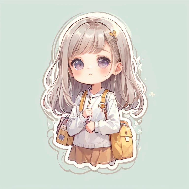 (sticker), 1 cute girl, Clear lines, clean background, White background