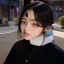 Mujer con cabello negro y una camisa negra posando para una foto, Hermosa mujer surcoreana, Chica coreana, ulzzang, Hermosa joven coreana, Hermosa joven coreana, Ella tiene el pelo negro con flequillo, Hermosa cara de chicas japonesas, Joven y adorable rostro coreano, Cara perfecta ), Korean symmetrical face, Mujer coreana, dilraba dilmurat