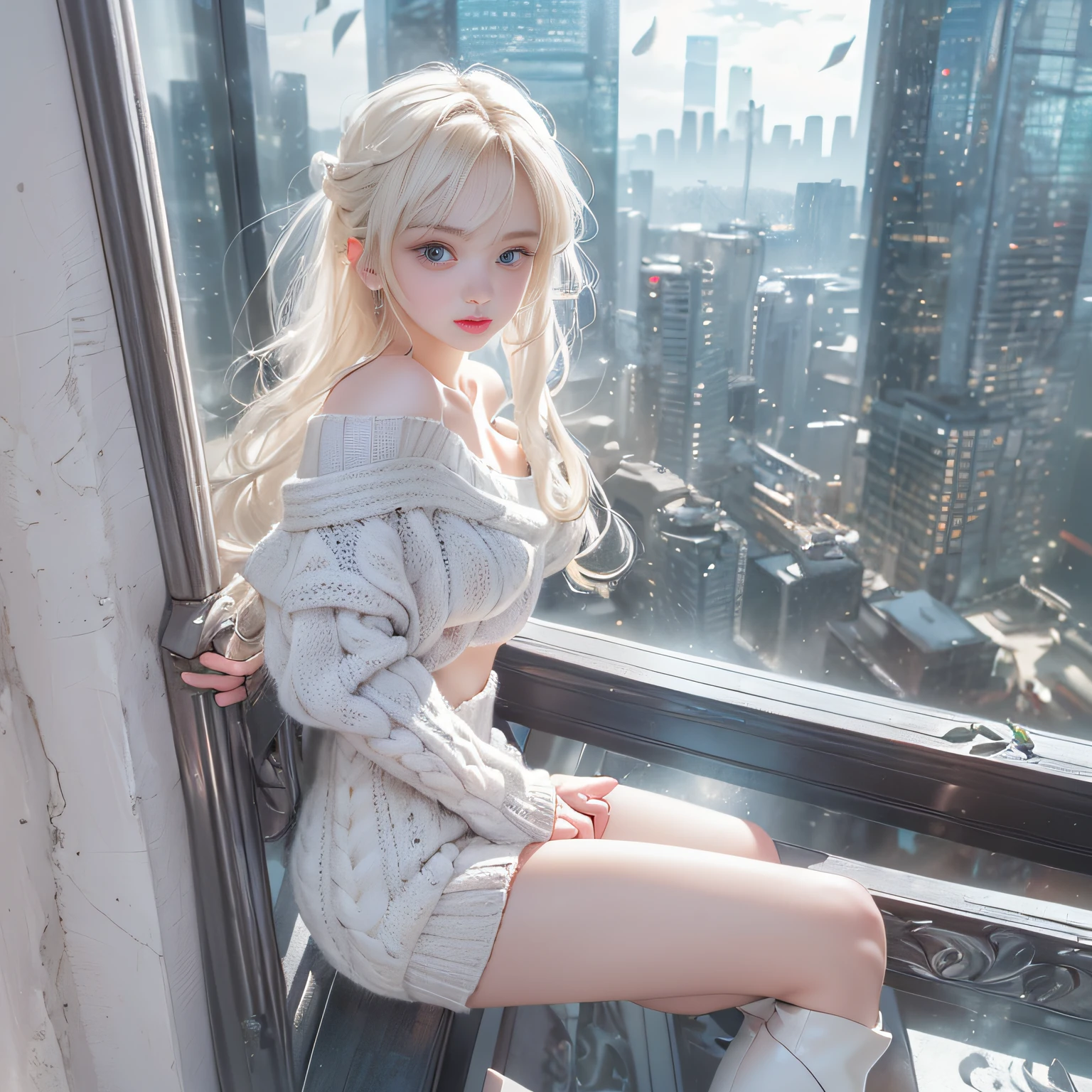 shot with anamorphic lenses、Art of the Medieval West,Near future、 Girl in Metal Armor, Medieval beautiful girl,((Matte skin))、The wind is blowing、Well-formed face、Girl Naked、barechested、((Nothing is worn))、fullnude、Naked 、fullnude、8Head and body、a small face、A slender、Very skinny、skinny、tiny chest,Ribs、discreet breasts、Smaller chest、small tits、beauty legs、Constricted waist、dented belly、Model body type、Beautiful black hair with luster、Backgrounds that look like real photos、(((NSFW)))、outside of house、(Thigh strap for only one leg)、Happy face、((The view is amazing.))、Show to a very large audience、A smile、Medieval Cosplay、NSFW、Gigantic Weapon、(((Silver Plasma)))、natta、Giant squire、(((Naked-sama々Show off from a good angle)))