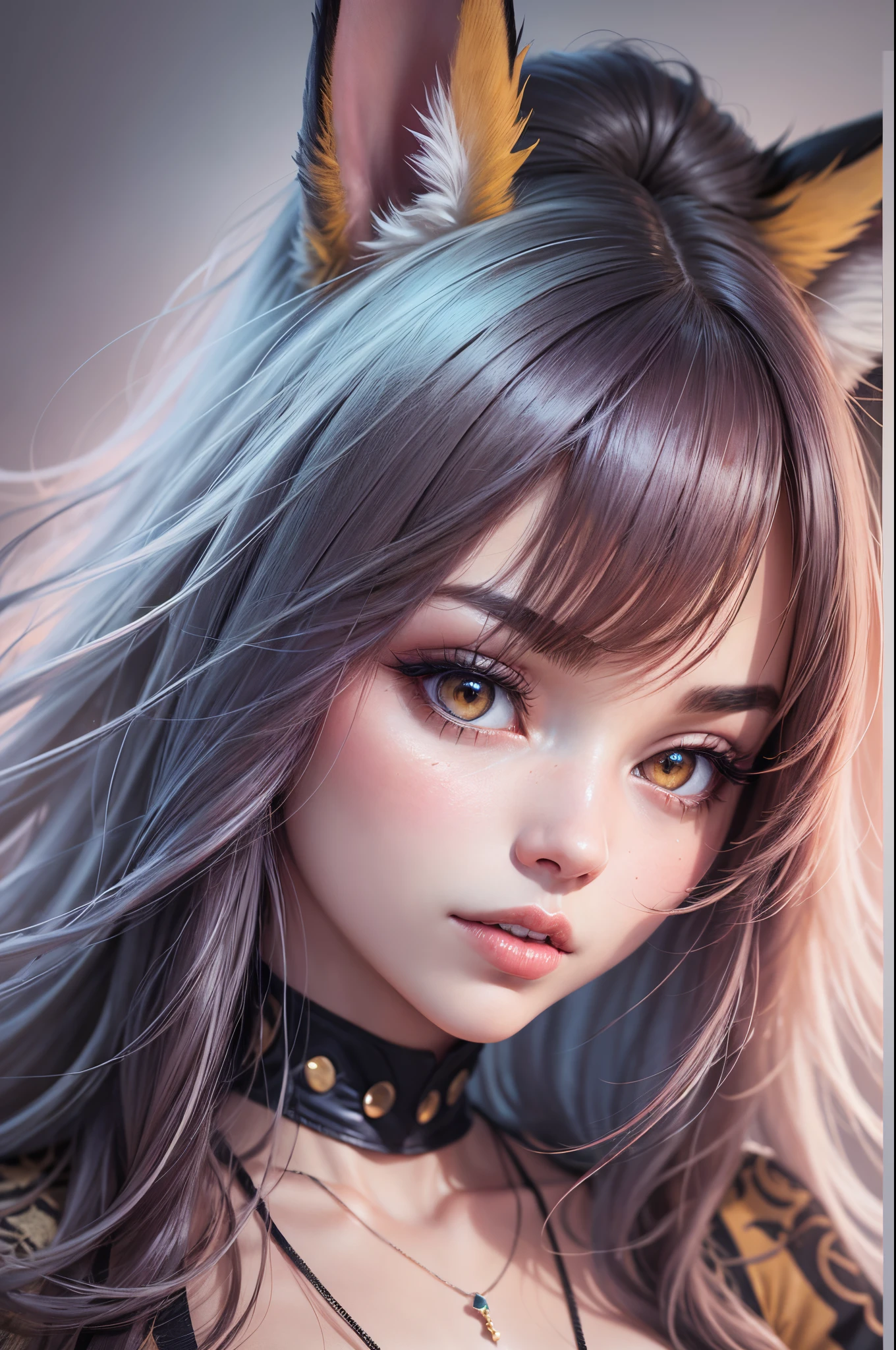 Ultra-realistic capture, Highly detailed, High resolution 16k close-up of human skin, Skin texture must be natural, Detailed enough to finely identify pores, Skin should look healthy, In a uniform tone, Use natural light and color, ahri, ahri_(lize_In the_legends), 1girl in, absurderes, animal_Ears, Black_hair, Detached_sleeves, Distri, facial arcs, Fox_Ears, Fox_tail, Hand_ ass hole up, hight resolution, lize_In the_legends, long_hair, Snow Suit, Magic, multiple_tailed, white_tailed, orange_Eyes, parted_Lips, Solo, Standing, tail, full_Body, arms behind back, appearance々Let&#39;s take Japanese monsters with us, ((Wearing a demon fox costume)), ((In a pose where you attack with both hands))