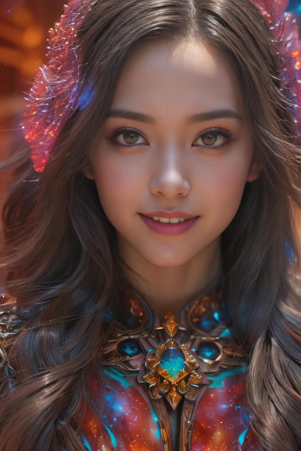 (Two beautiful teenage italian girls:1.6), Close friends, (They are hugging each other:1.2), Kiss her cheek or chest,(Detailed iridescent bodysuit with beautiful fractal or marble design:1.5), Incredible and spectacular scenes, ((High quality)), ((Detailed)), ((Fantasy)), Blue Plasma Brain, Green Plasma Body, Showing her armpits, beutiful breast,  obscenity, (Lewd smile:1.2), coarse, Obscene,  (Immoral:1.2), Lachish, (small breasts with beautiful raised pink areolas,,:1.5), (Cameltoe), (Expression of ecstasy:1.2), Photorealistic, Official art, Unity 8K Wall , 8K Portrait, Best Quality, Very high resolution, (Incredibly beautiful nature background:1.6), (18 years old:1.5), (Sexy and glamorous:1.1), (A coquettish expression:1.6), (seductively smiling:1.6),  (erotic posing:1.9), (Model Posing:1.8), Beautiful seductive face, Portrait, (Thick eyebrows:1.4), (Big scarlet eyes:1.6), Beautiful eyes with fine symmetry, (Ultra detailed eyes:1.4),(Highly detailed face and eyes:1.7), (High-resolution red-eye:1.8), Intimate face, (ultra detailed skin texture:1.4), White skin, pale skin, Perfect Anatomy, Thin, (Beautiful toned body:1.5), Highly detailed hair,  (Moist skin:1.2), No makeup, (dark circles:1.1), Good anatomy, Focus Face, good-looking, (Emilia Clark:0.6) (Emma watson:0.3),(Jennifer Connelly:0.4),  Elegant face, Nice,  (A delicately crafted necklace is wrapped around her neck..), (Bioluminescence with brilliant brilliance:1.4), (Luminous magic circle:1.5), Ruins of an ancient castle, Shining majestic cloud masses and sky, lightning bolt, Epic Realistic, (Greg Rutkowski:0.8), (teal and orange:0.4), (Art Station:1.5), Cinematic, (NSFW:1.2),  Hyper Detailed, Dramatic light, (Intricate details:1.1), Beautiful black hair,　(Wearing a gauntlet with a dense and very beautiful design decorated with jewels:1.1), Small chest, Galaxy, (nebulas:1.6), The Dark Knight, Fully armored body focus