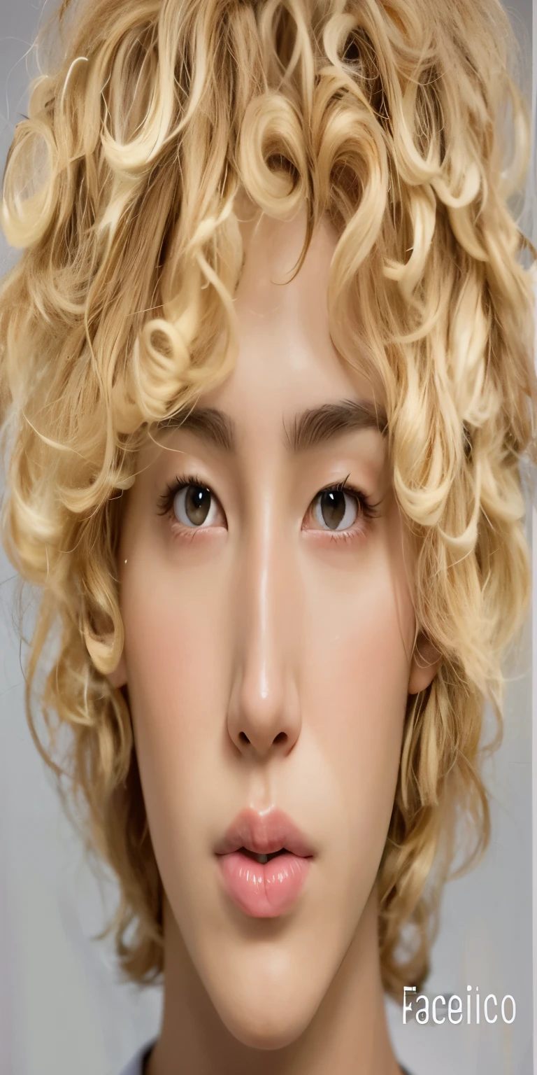 um close de uma pessoa com cabelos cacheados e uma camisa azul, morfologia da face, korean face features, rostos ultra realistas precisos, gerar rosto realista, japanese facial features, photorealistic facial features, Rosto hiper-realista, korean symmetrical face, rosto humano real, Ultra - rostos realistas, rostos ultra realistas, rosto hiper realista, inspirado em Yanjun Cheng