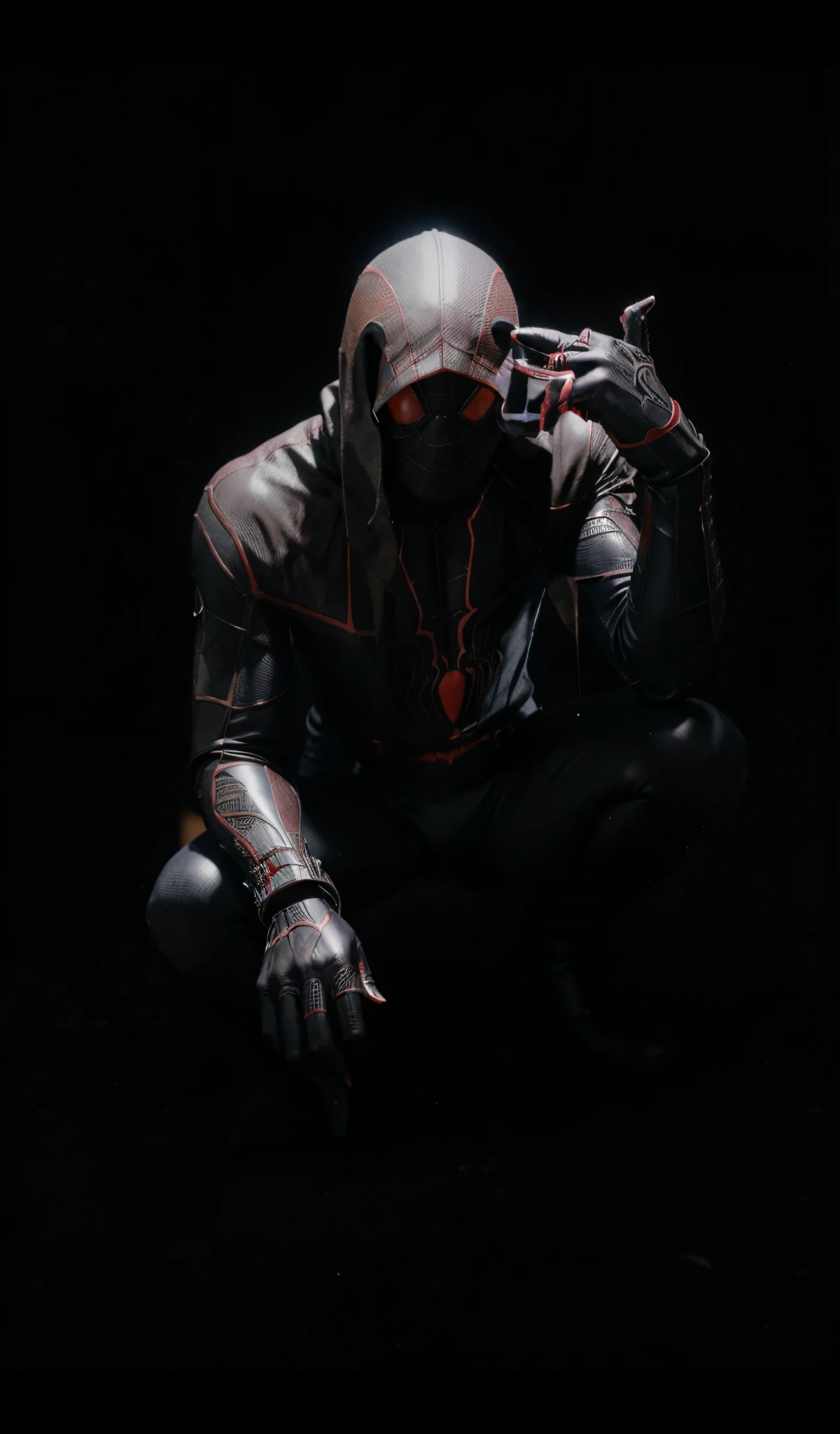 coloque o homem aranha miles morales no lugar na mesma pose