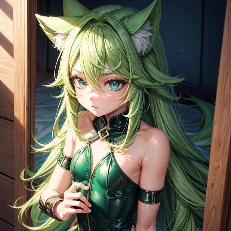 Green-haired fox maiden,Sagging fox ears