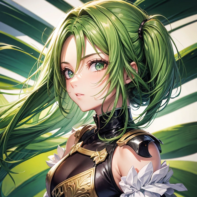 Garoto, cabelo castanho, olhos verdes