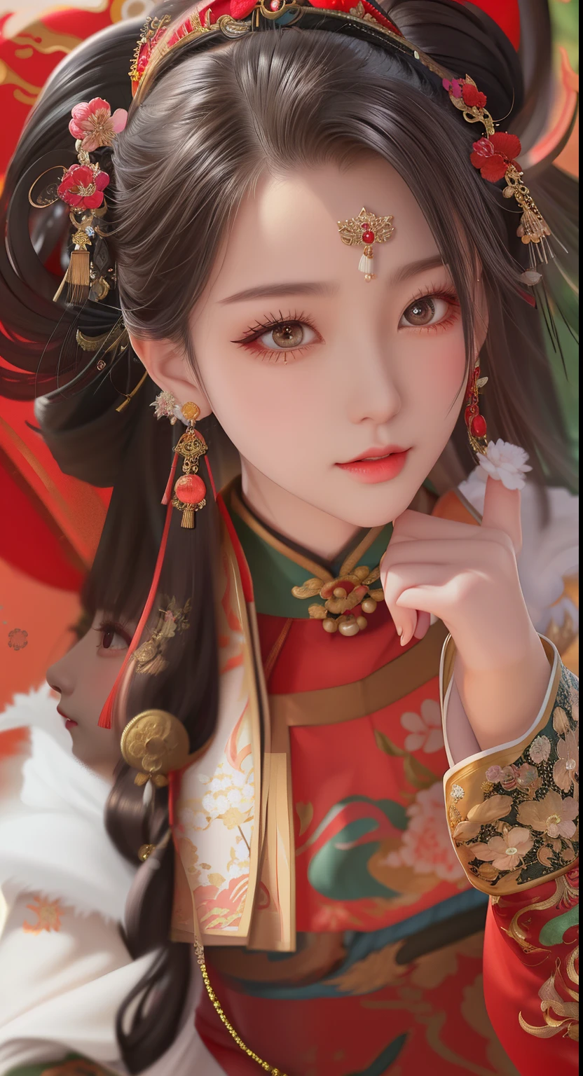 araffe asian woman in traditional dress with red and gold jewelry, palace ， a girl in hanfu, a beautiful fantasy empress, chinese style, traditional beauty, traditional chinese, wearing ancient chinese clothes, chinese princess, inspired by Lan Ying, chinese girl, with acient chinese clothes, ancient chinese princess, artwork in the style of guweiz