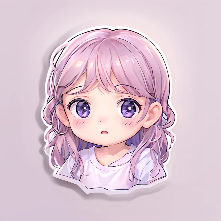 (One sticker), 1 cute girl head, Clear lines, clean backdrop, white backgrounid