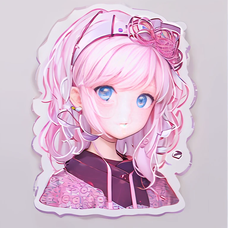 (sticker), 1 cute girl, Clear lines, clean background, White background