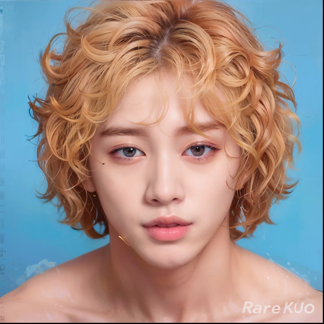 homem arafado com corte de cabelo cacheado e fundo cinza, pale skin curly blond hair, morfologia da face, korean face features, Cai Xukun, portrait of kpop idol, cara perfeita e ******, Hyung Tae, Tema amarelo cabelo ondulado, korean symmetrical face, japanese facial features, Ulzzang macho, Hyung Tae Kim, wan adorable korean face, com rosto preciso