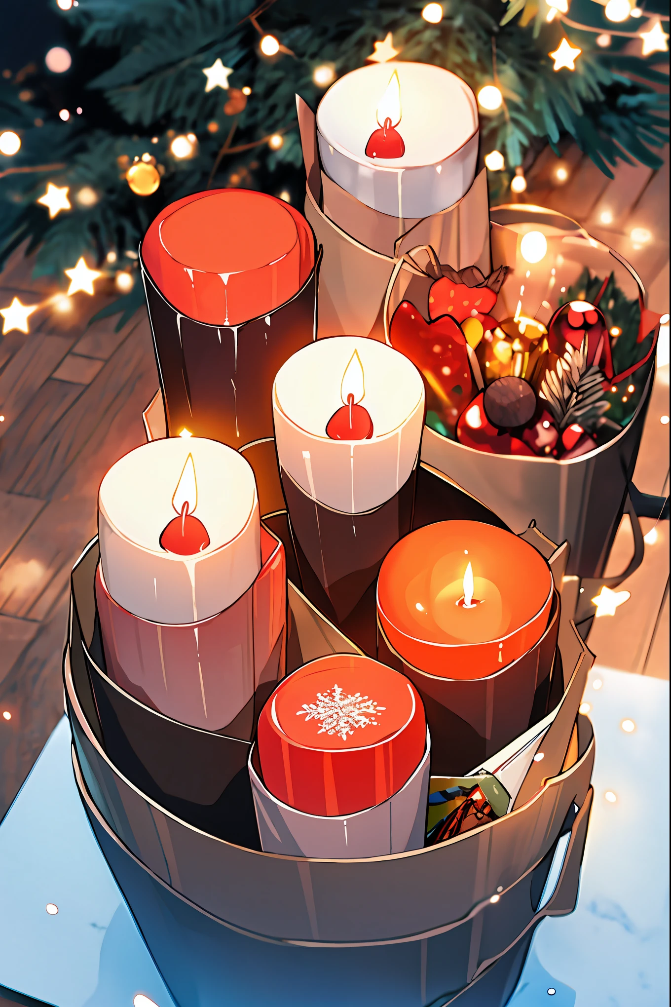 (best quality,4k,8k,highres,masterpiece:1.2),ultra-detailed,realistic,gifts,table,Christmas tree,decorations,wrapping ,bows,ribbon,presents,holiday spirit,vibrant colors,warm lighting,cozy atmosphere,toys,cards,candles,snowflakes,joyful,celebration,exquisite details,exciting surprises,shiny ornaments,sparkling tinsel,beautifully wrapped,excited children,anticipation,festive mood,magical ambiance,delightful moment,wonderful memories,family gathering,cheerful faces,Christmas magic,extravagant,abundance of presents,HDR,UHD,studio lighting,ultra-fine painting,sharp focus,physically-based rendering,professional,vivid colors,bokeh.