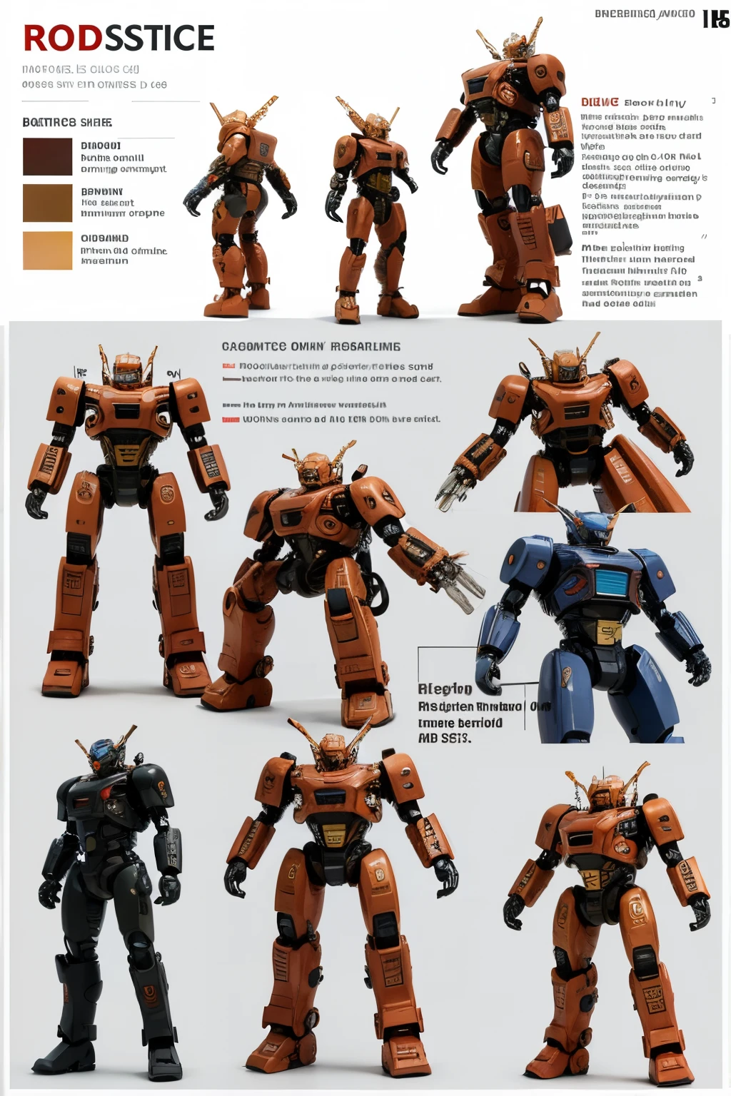 Transformers mecha robot reference sheet koi color theme
