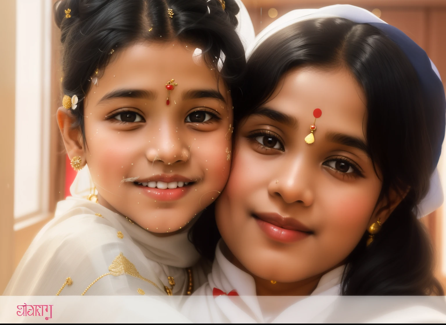 a Indian traditional woman and a  are posing for a picture together, ayan nag, 872637744, nag, childhood memory, jayson tatum as mother mary, happy birthday, 278122496, inspired by T. K. Padmini, 4 0 9 6, by Thota Vaikuntham